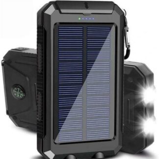 New Powerbank med solceller - 20 000 mAh - Black