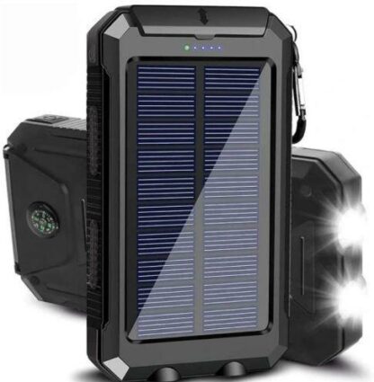New Powerbank med solceller - 20 000 mAh - Black